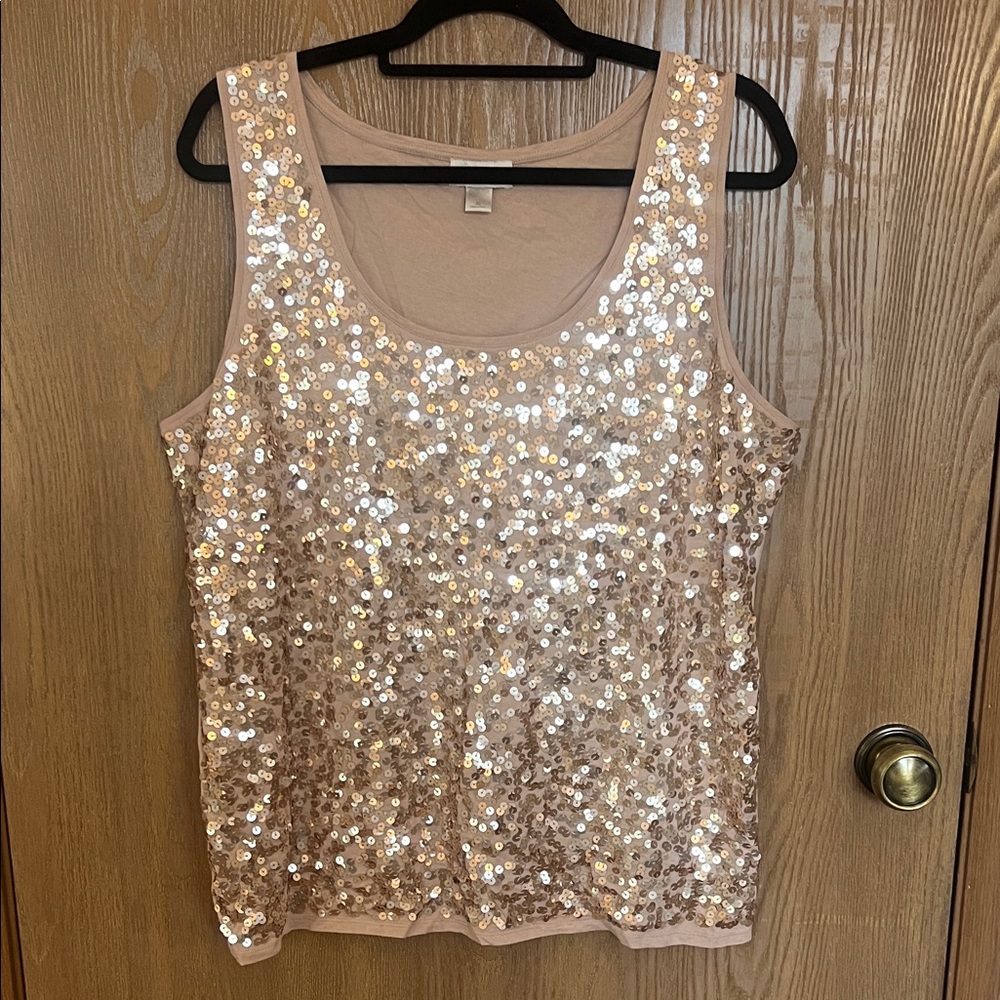 LOFT Sparkling Sequin Tank Top - Gold